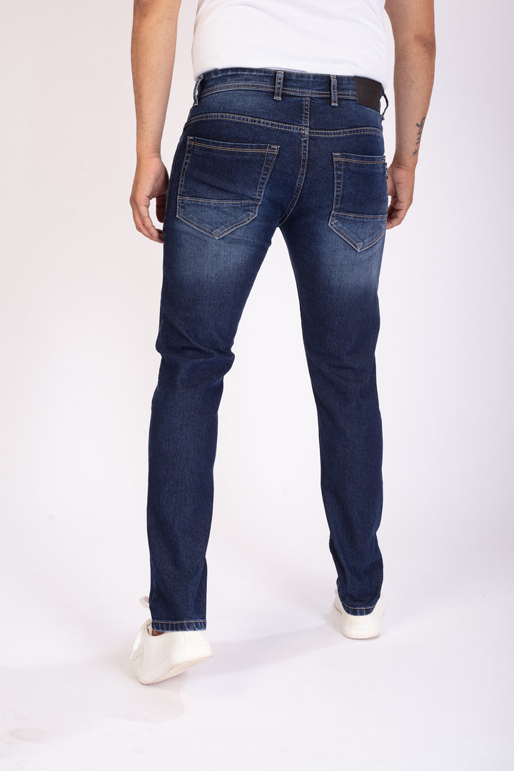 Mid Blue Stretch Slim Fit Denim Jeans For Men