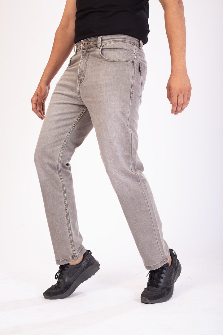 Dusty Brown Tailored Fit Denim Jeans For Men