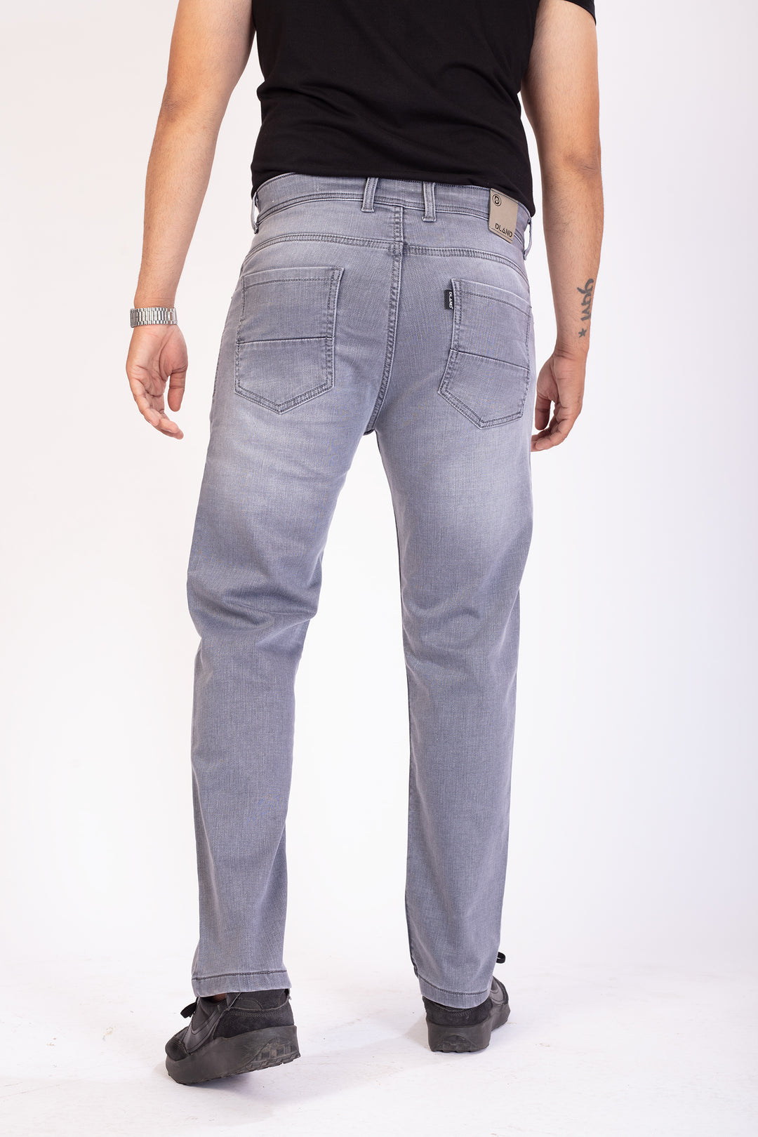 Silver Grey Tailored Fit Denim Jeans For Men