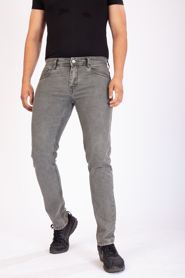 Olive Stretch Slim Fit Denim Jeans For Men