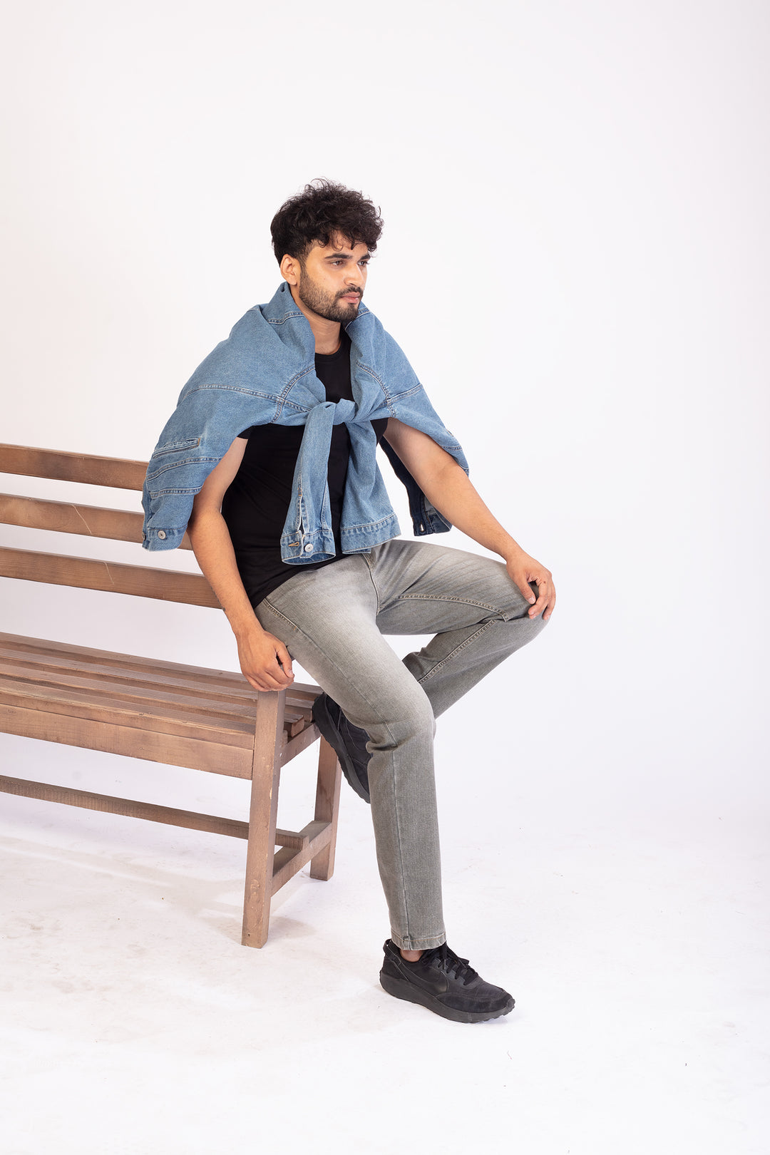 Light Olive Tailored Fit Denim Jeans For Men