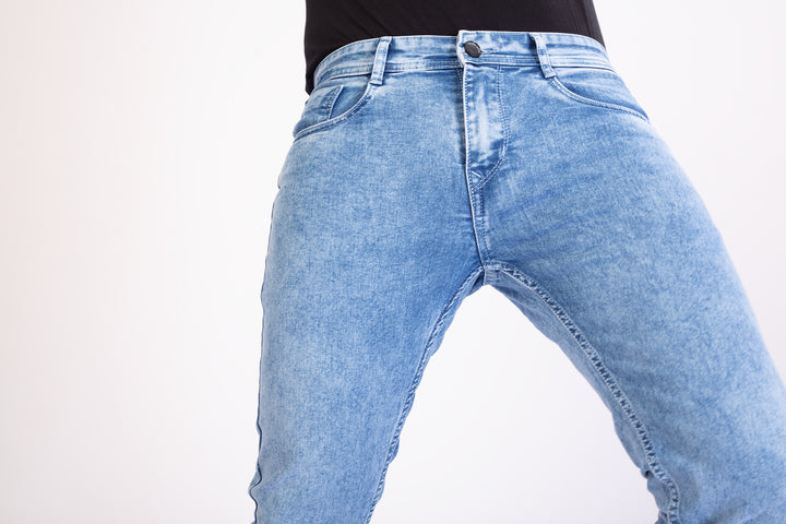 Sky Blue Stretch Slim Fit Denim Jeans For Men