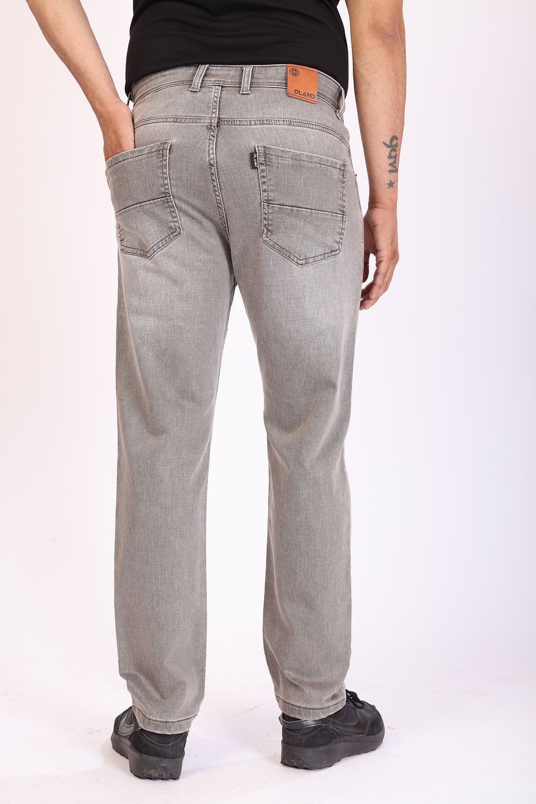 Light Beige Tailored Fit Denim Jeans For Men