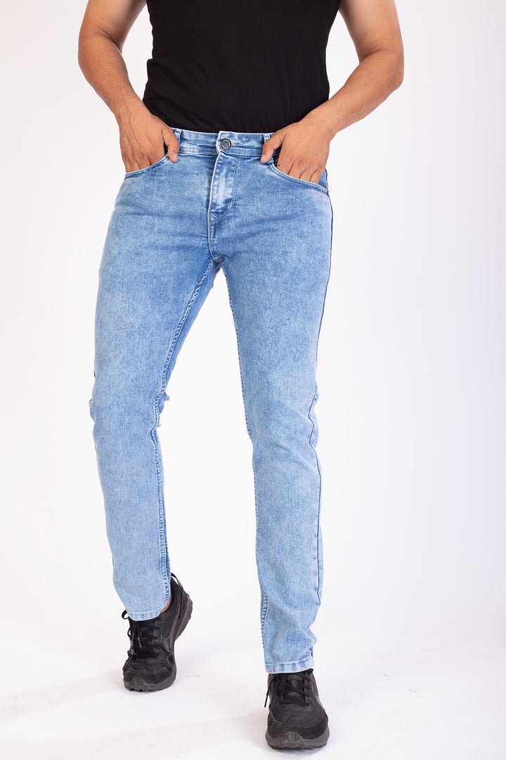 Sky Blue Stretch Slim Fit Denim Jeans For Men