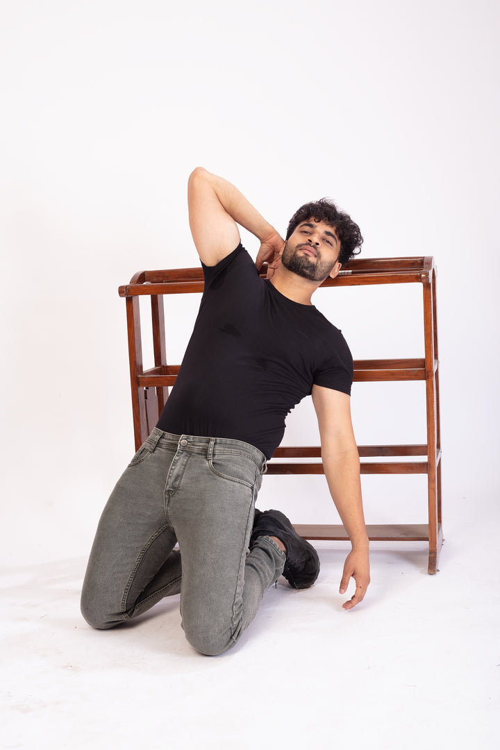 Olive Stretch Slim Fit Denim Jeans For Men